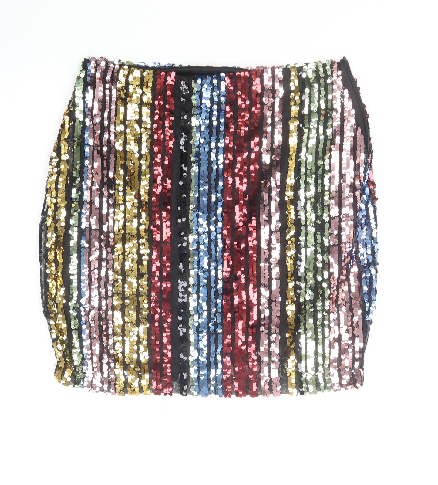 Envy Womens Multicoloured Striped Polyester Mini Skirt Size 10