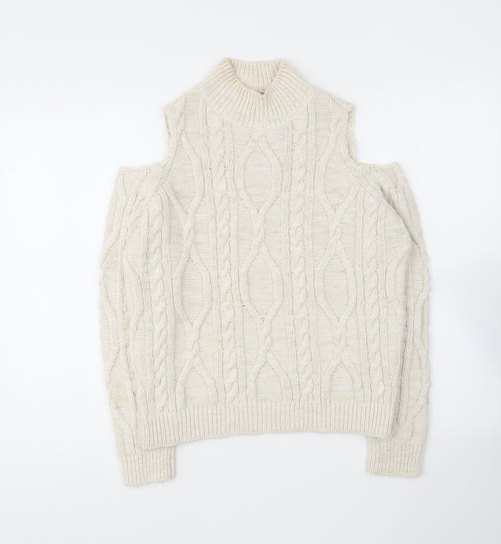 River Island Womens Ivory Crew Neck Acrylic Pullover Jumper Size 8