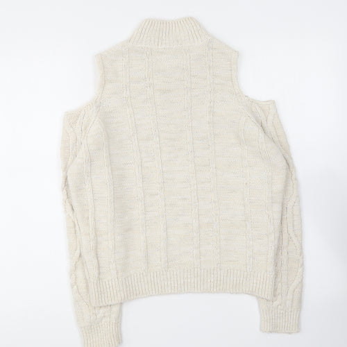 River Island Womens Ivory Crew Neck Acrylic Pullover Jumper Size 8