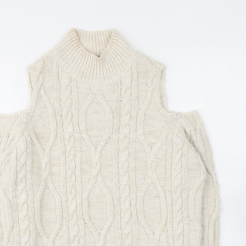 River Island Womens Ivory Crew Neck Acrylic Pullover Jumper Size 8