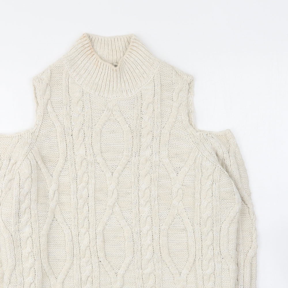 River Island Womens Ivory Crew Neck Acrylic Pullover Jumper Size 8
