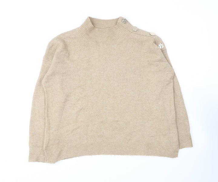Dorothy Perkins Womens Brown Round Neck Acrylic Pullover Jumper Size 10