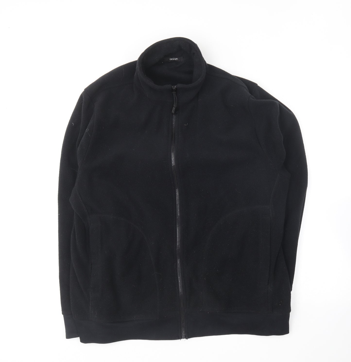 George Mens Black Polyester Full Zip Sweatshirt Size XL