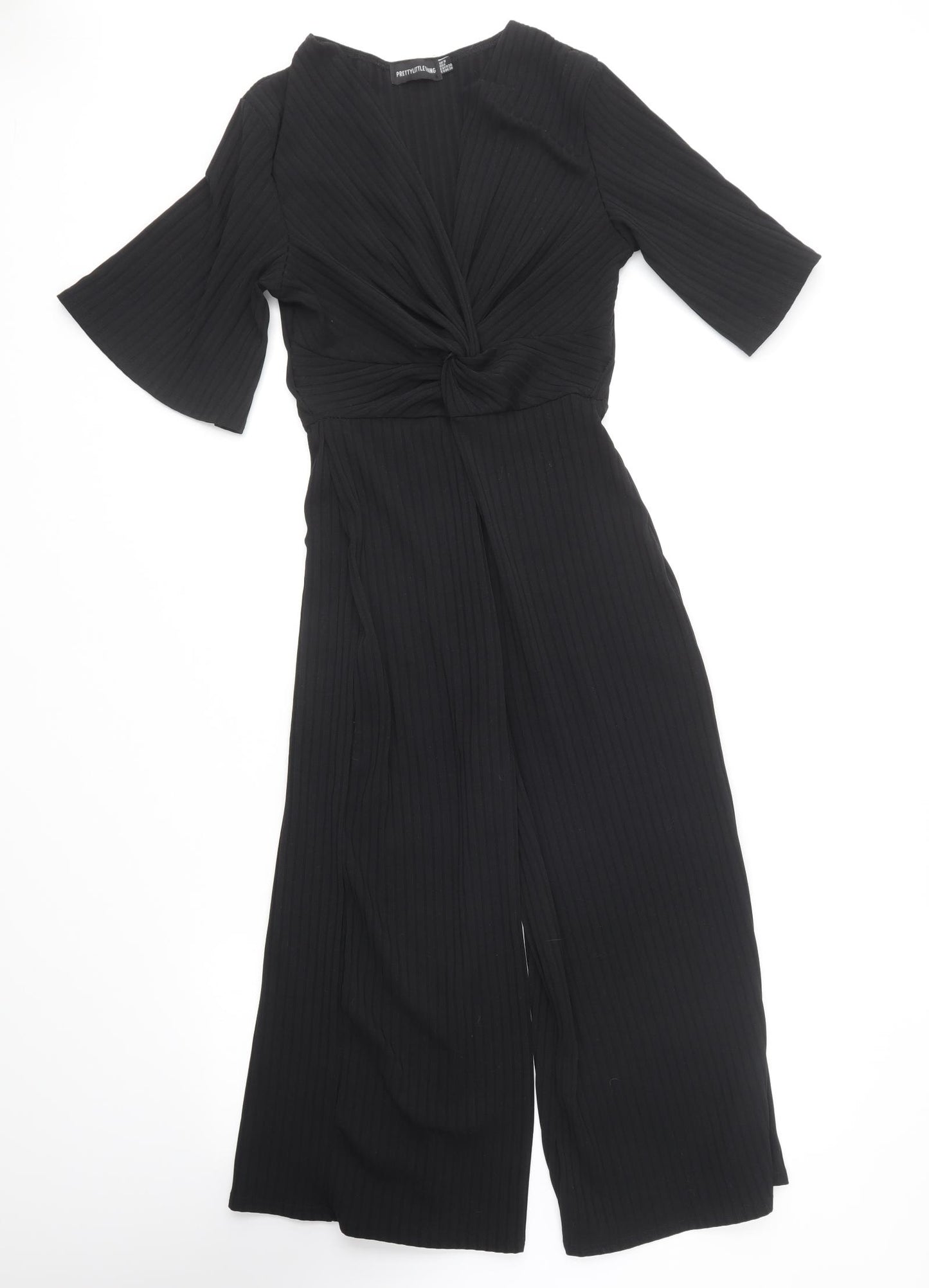 PRETTYLITTLETHING Womens Black Cotton Jumpsuit One-Piece Size 10