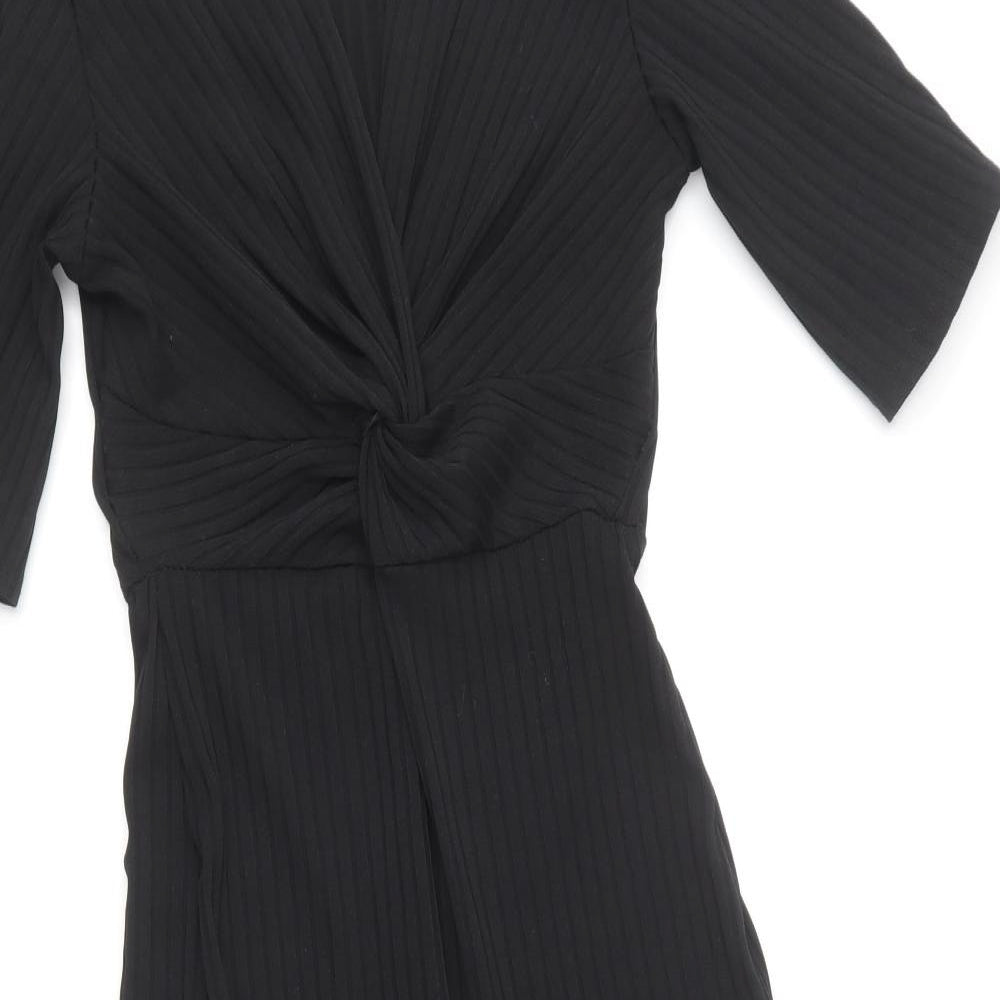 PRETTYLITTLETHING Womens Black Cotton Jumpsuit One-Piece Size 10