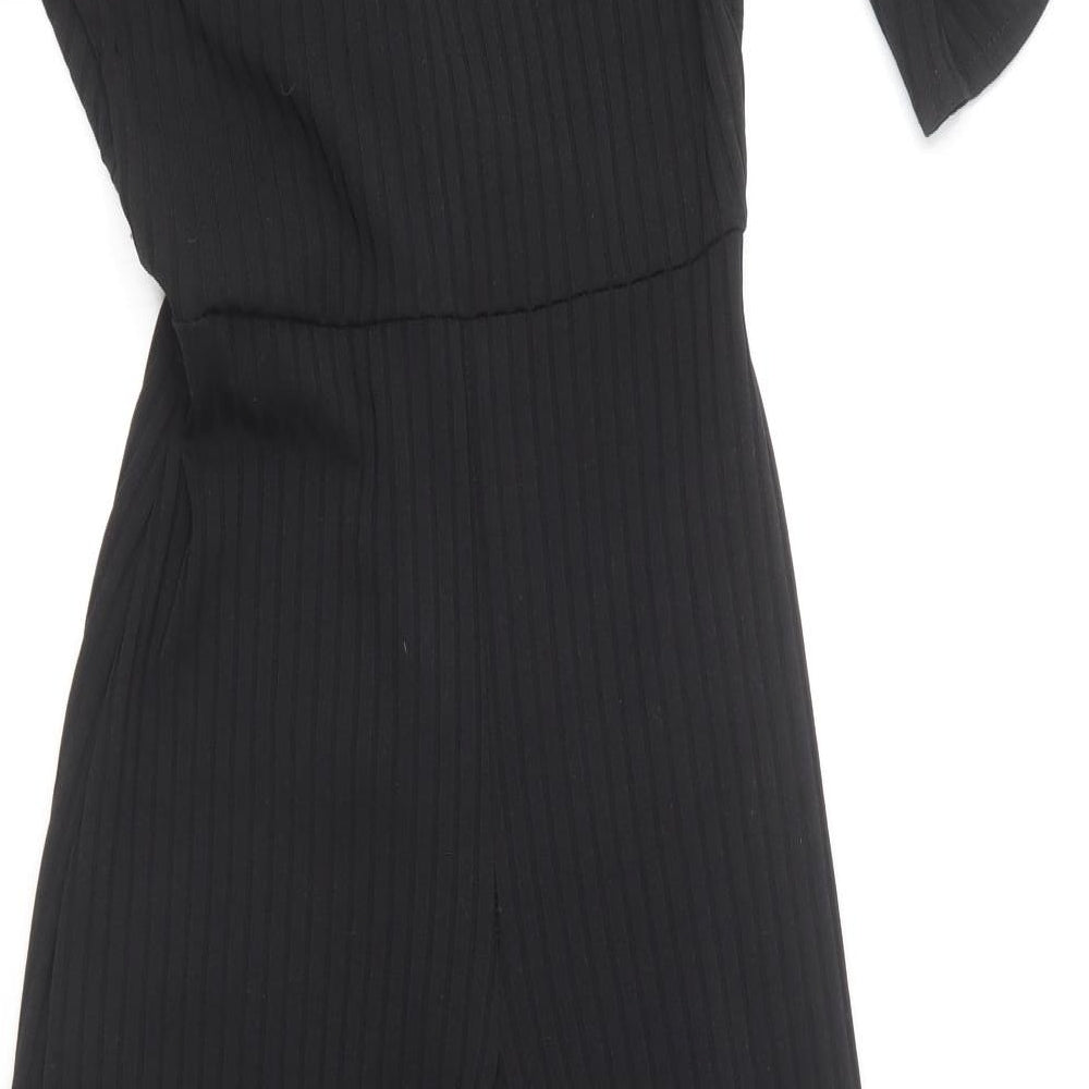PRETTYLITTLETHING Womens Black Cotton Jumpsuit One-Piece Size 10