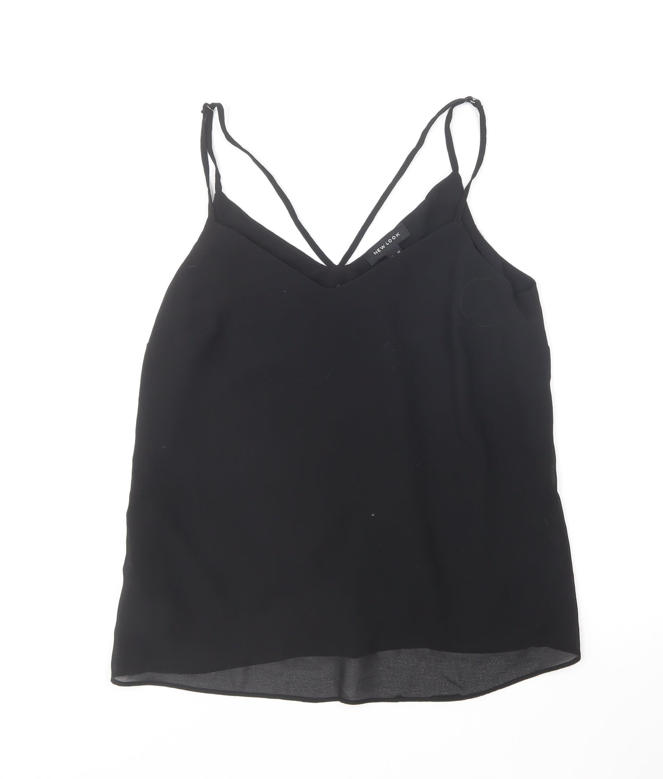 New Look Womens Black Polyester Camisole Blouse Size 12 V-Neck