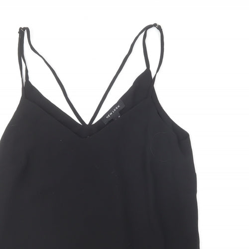 New Look Womens Black Polyester Camisole Blouse Size 12 V-Neck