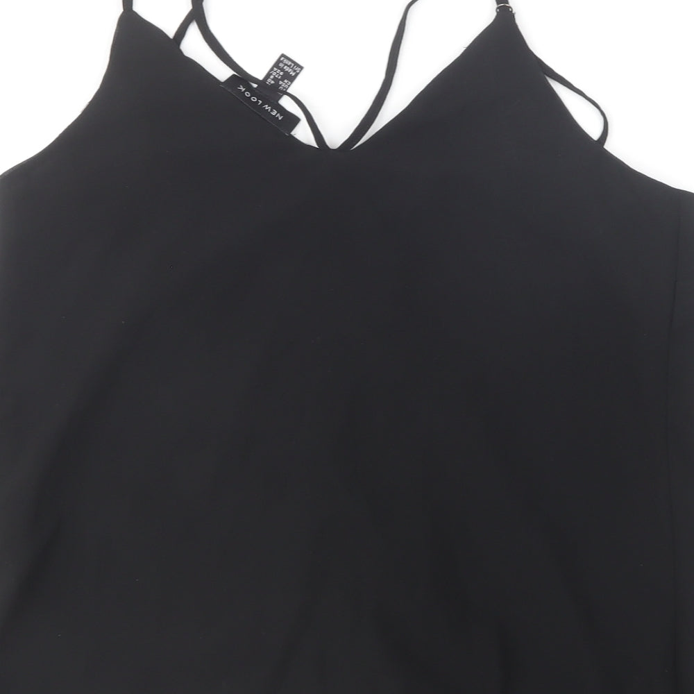 New Look Womens Black Polyester Camisole Blouse Size 12 V-Neck