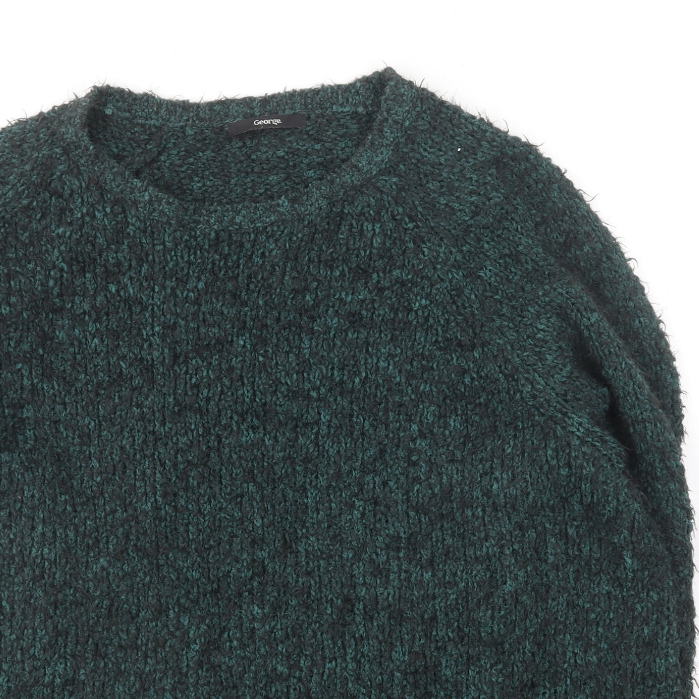 George Womens Green Round Neck Polyester Pullover Jumper Size 18