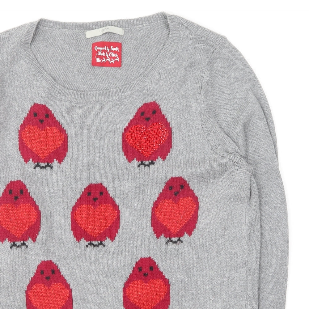 George Womens Grey Round Neck Polyester Pullover Jumper Size M - Christmas Jumper