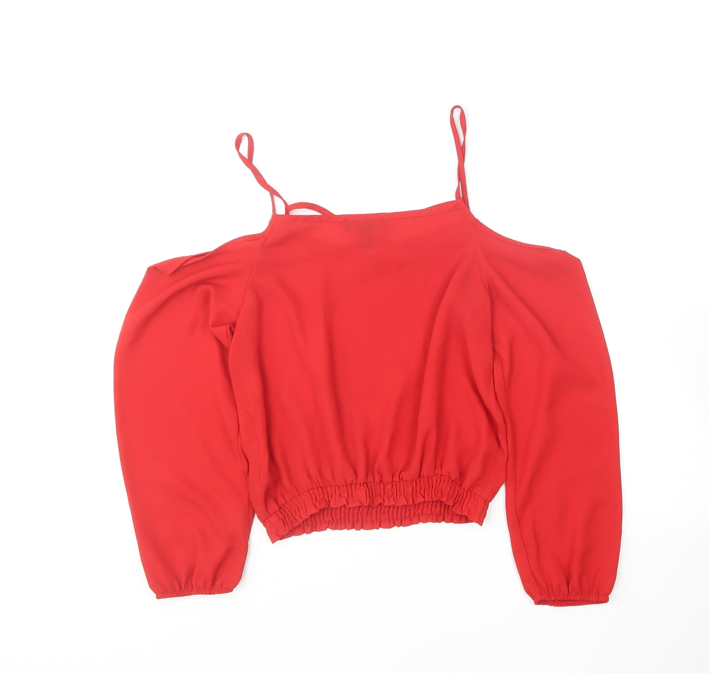 New Look Girls Red Polyester Basic Blouse Size 13 Years V-Neck