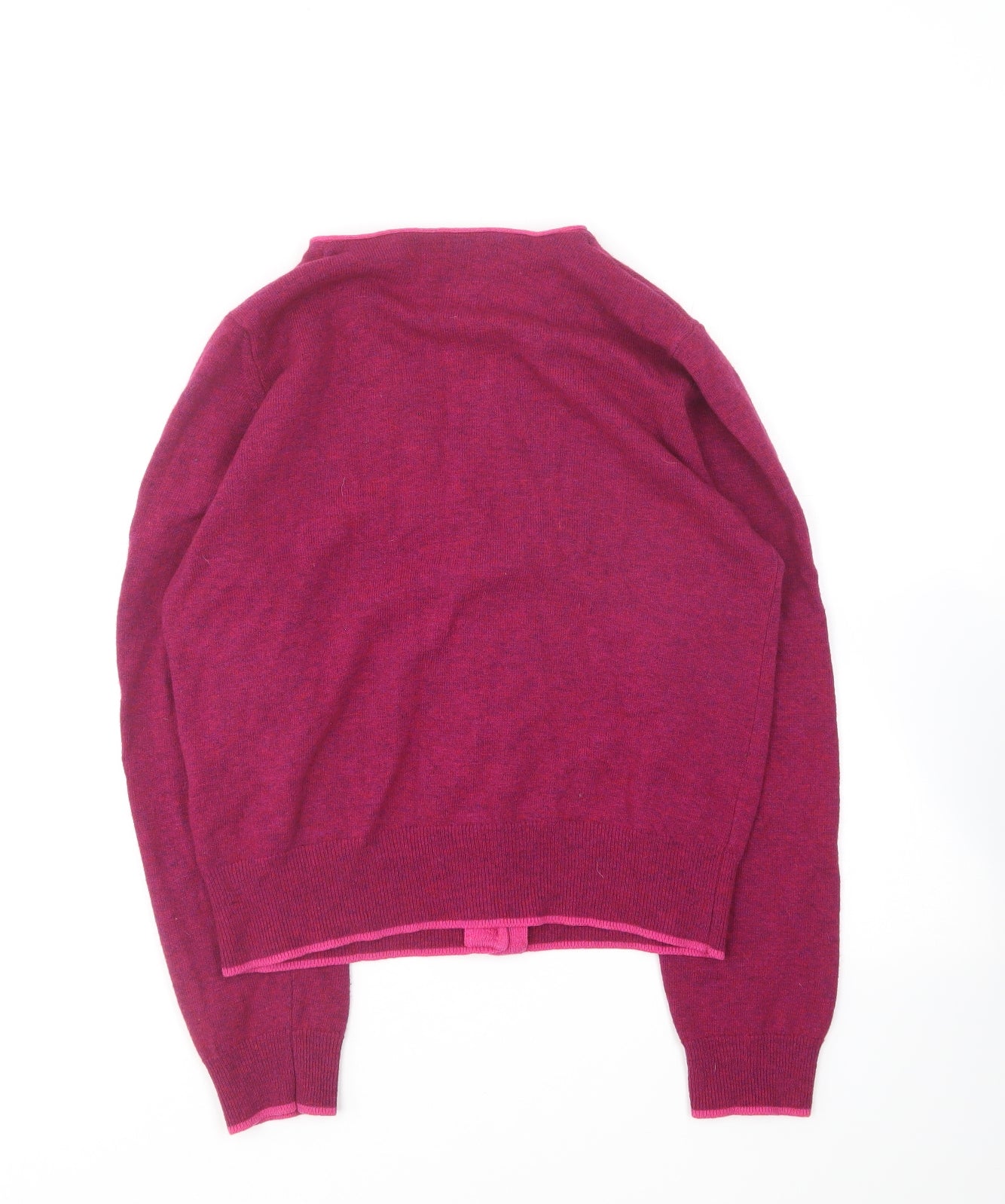 Preworn Womens Pink V-Neck Wool Cardigan Jumper Size 12