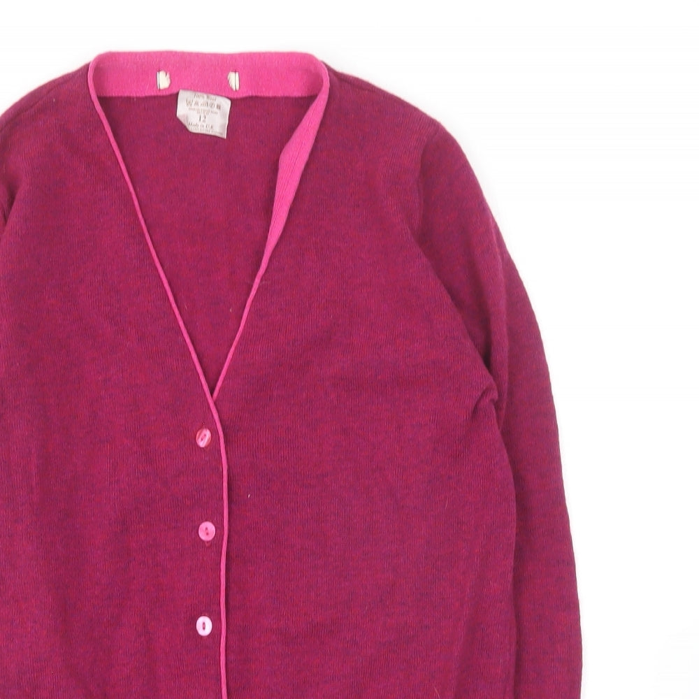 Preworn Womens Pink V-Neck Wool Cardigan Jumper Size 12