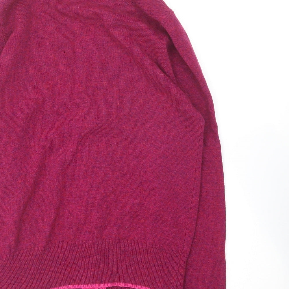 Preworn Womens Pink V-Neck Wool Cardigan Jumper Size 12