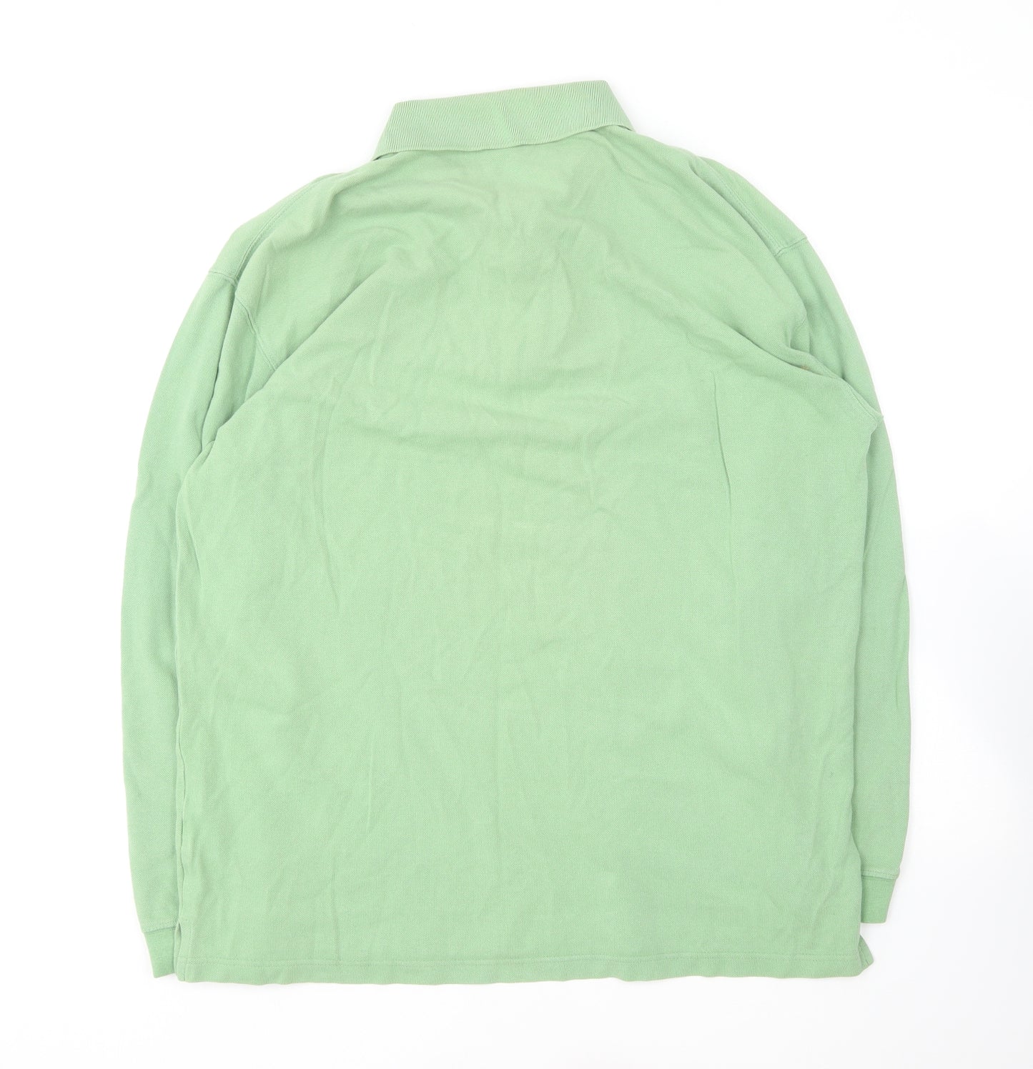 Cotton Traders Mens Green Cotton Polo Size L Collared