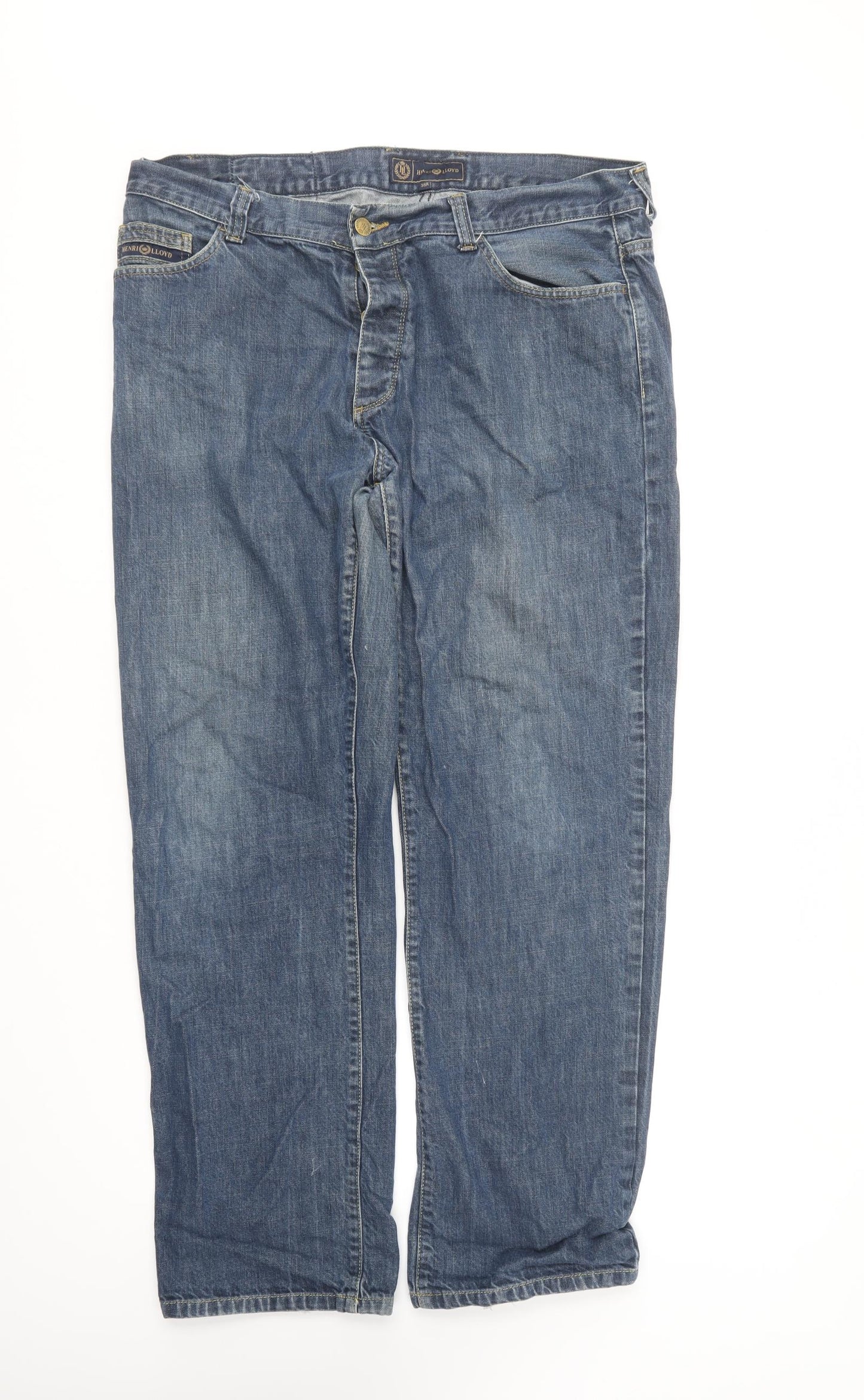 Henri Lloyd Mens Blue Cotton Straight Jeans Size 38 in L29 in Regular