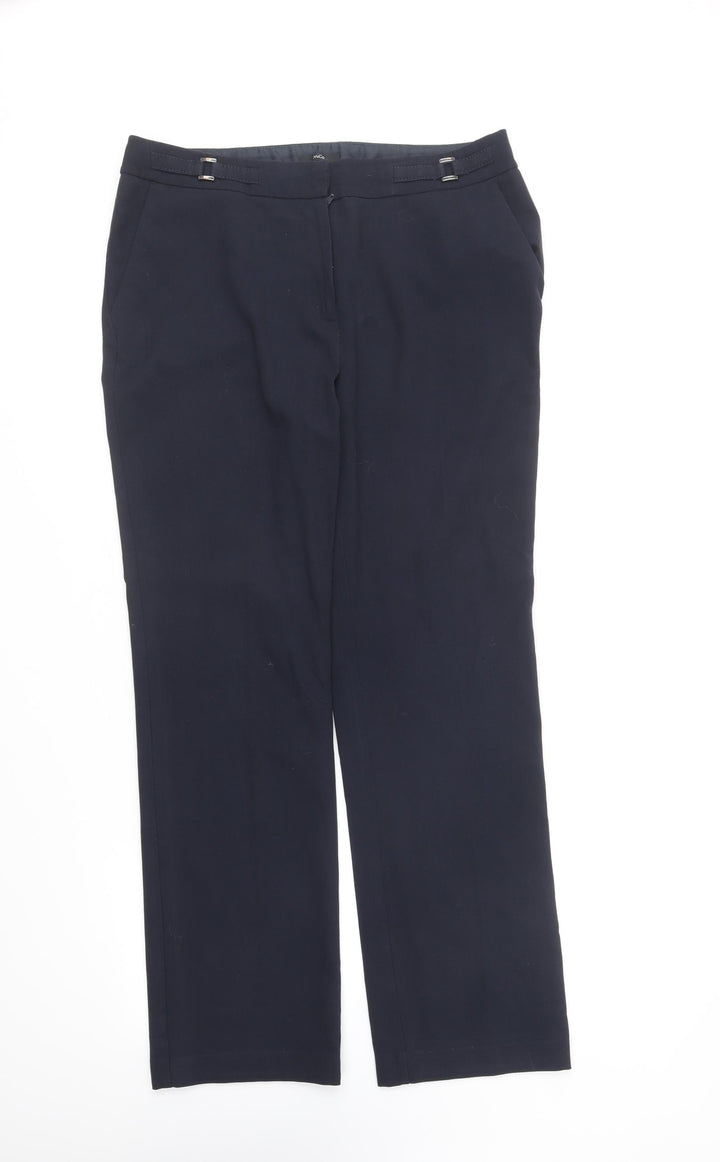M&Co Womens Blue Cotton Trousers Size 12 L28 in Regular