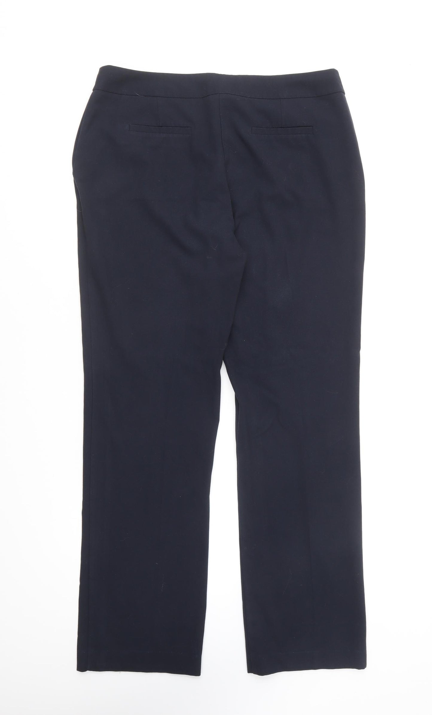 M&Co Womens Blue Cotton Trousers Size 12 L28 in Regular