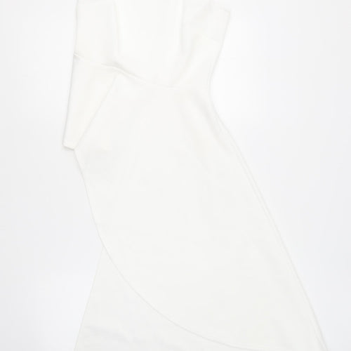 Preworn Womens White Polyester Basic Blouse Size S One Shoulder - Asymmetric