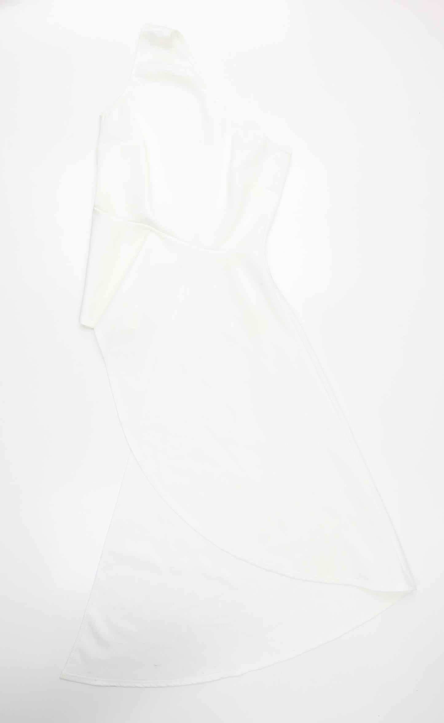 Preworn Womens White Polyester Basic Blouse Size S One Shoulder - Asymmetric