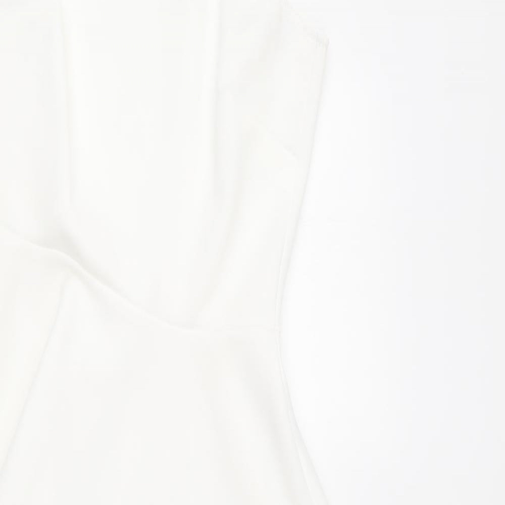 Preworn Womens White Polyester Basic Blouse Size S One Shoulder - Asymmetric