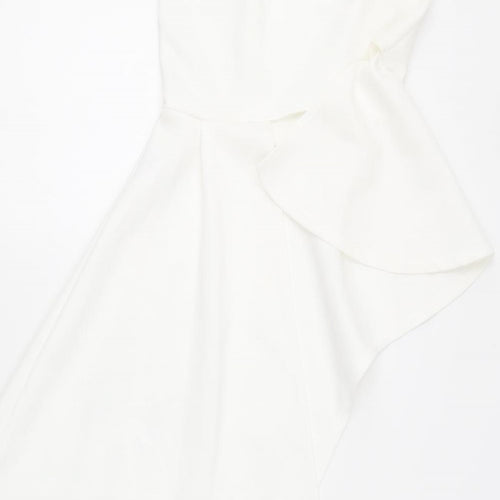 Preworn Womens White Polyester Basic Blouse Size S One Shoulder - Asymmetric