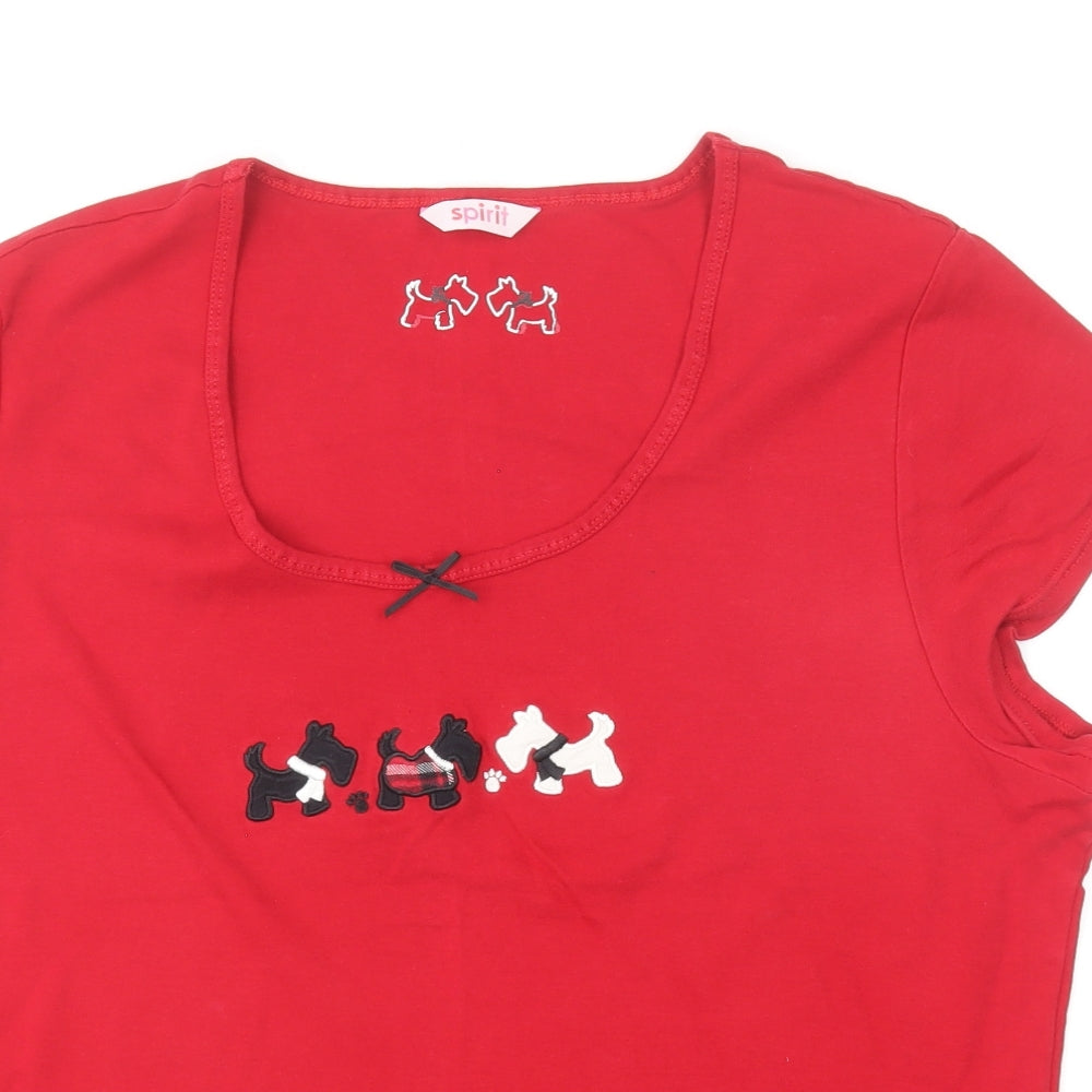 BHS Womens Red Cotton Basic T-Shirt Size 22 Round Neck