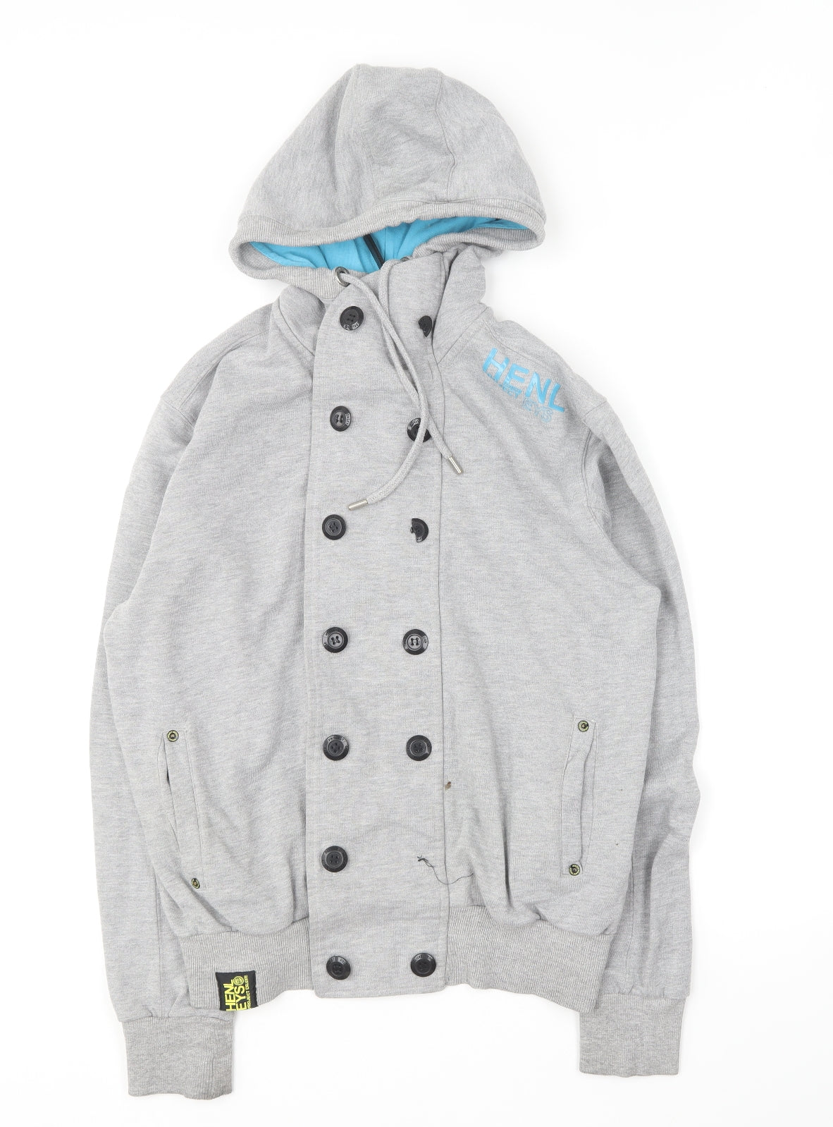 Henleys Mens Grey Cotton Full Zip Hoodie Size M