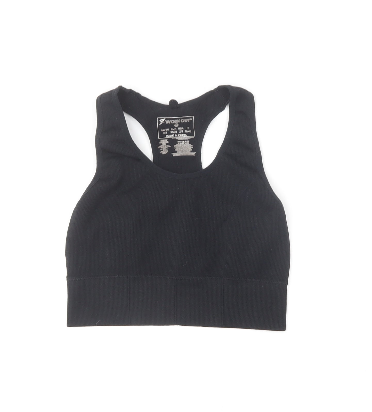 Primark Womens Black Polyester Cropped Tank Size 6 Round Neck