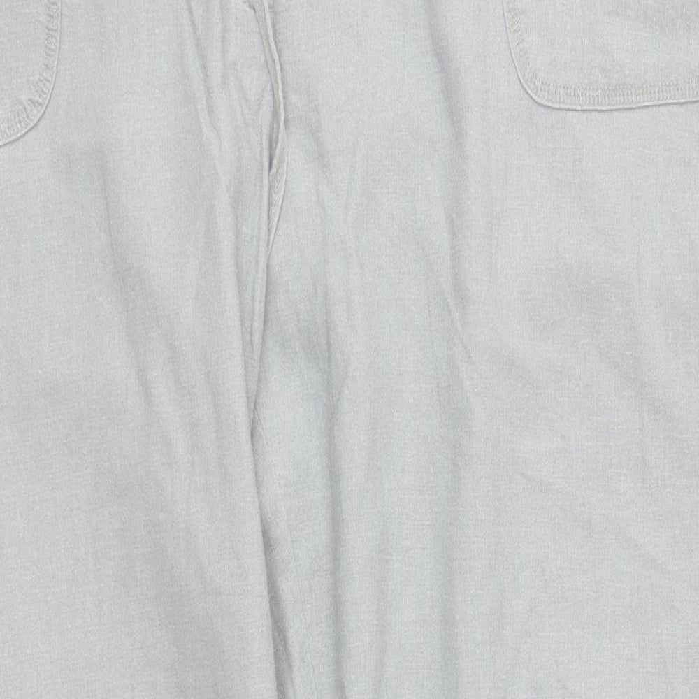 Papaya Womens Grey Linen Cropped Trousers Size 18 L26 in Regular Zip