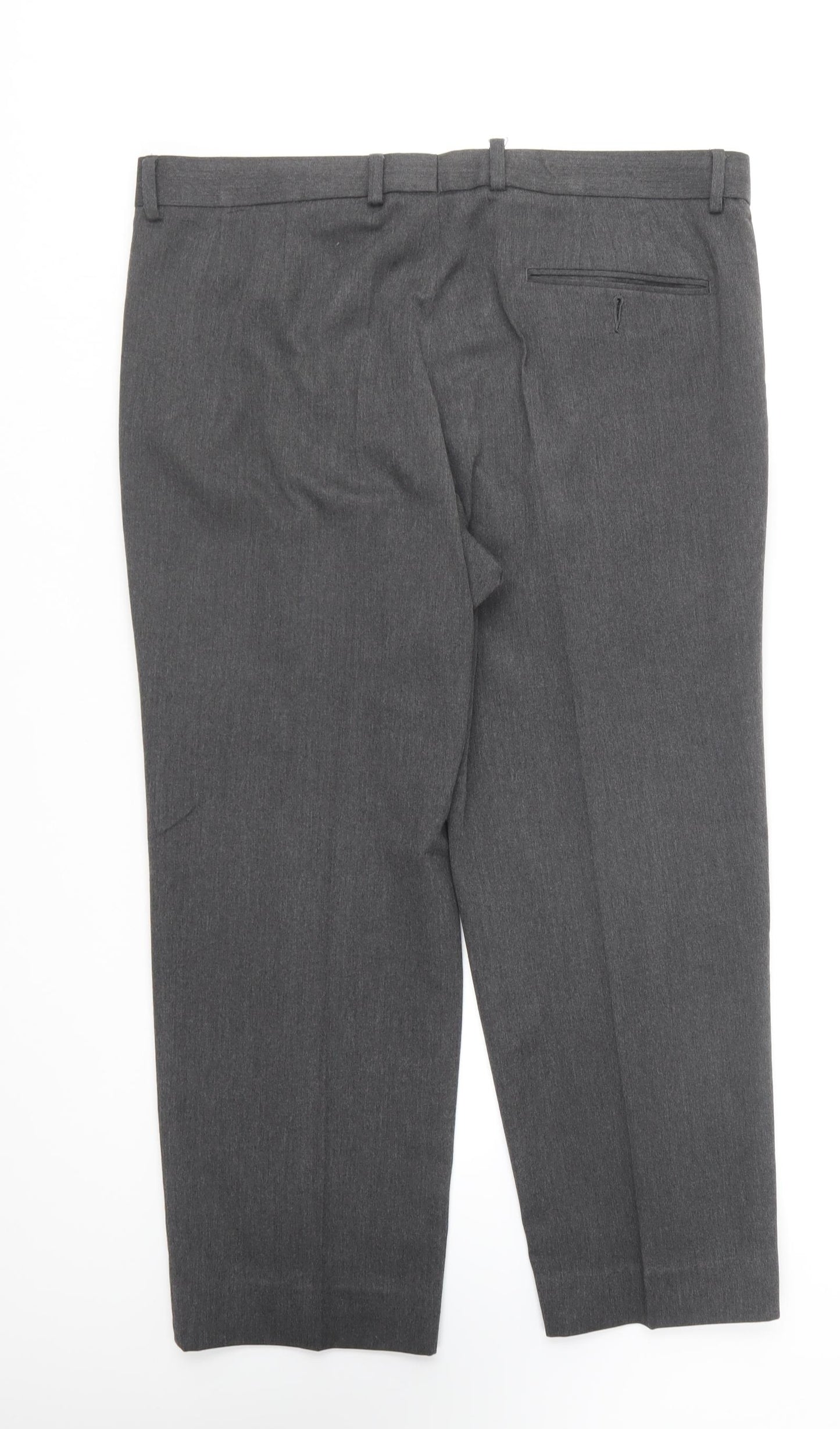 Marks and Spencer Mens Grey Polyester Trousers Size 36 in L29 in Regular Zip