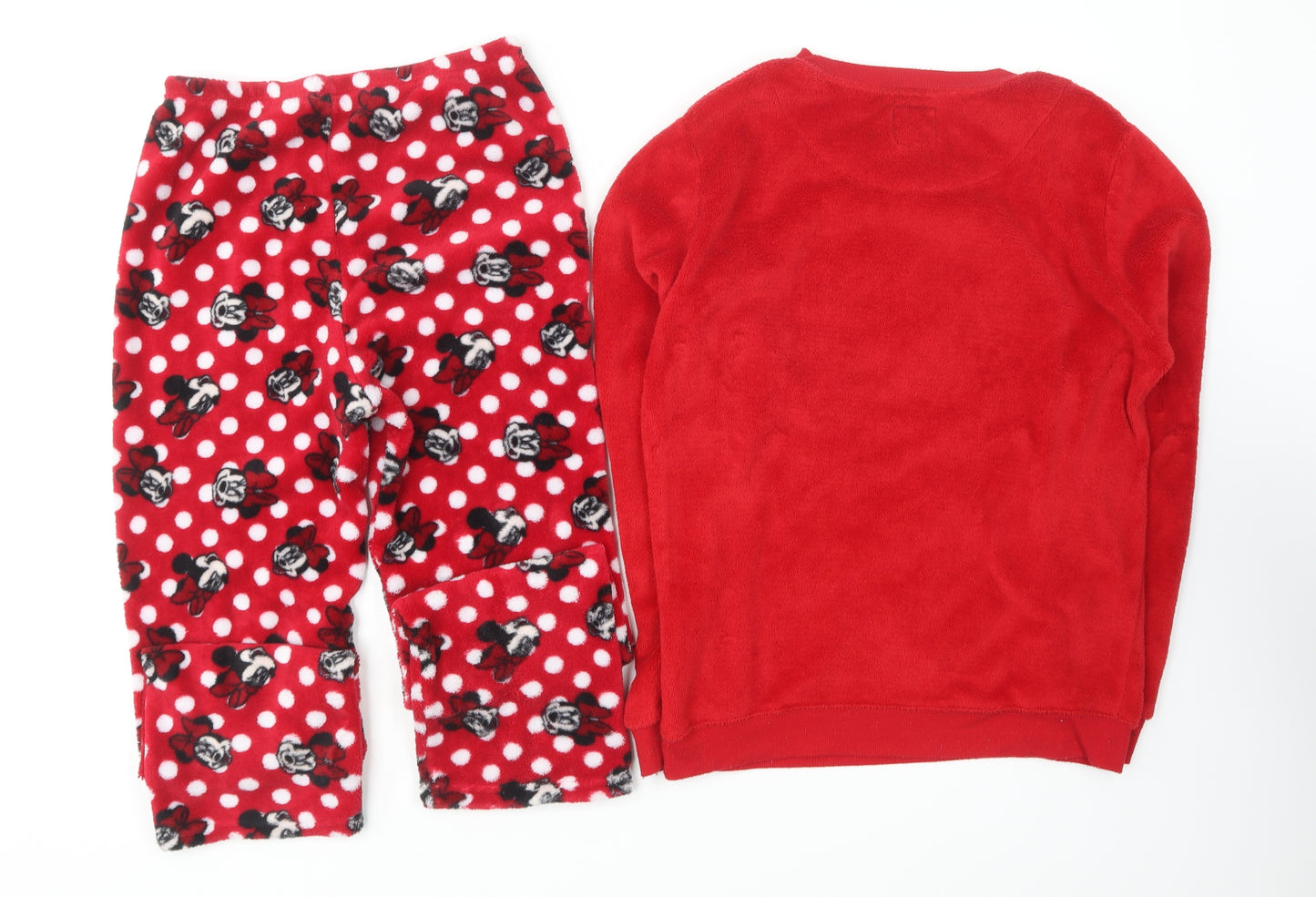 Primark Womens Red Solid Polyester Top Pyjama Set Size 6 - Minnie Mouse