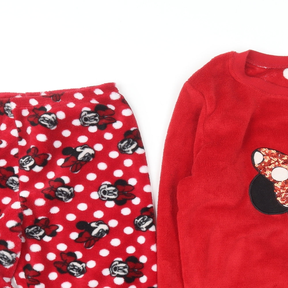 Primark Womens Red Solid Polyester Top Pyjama Set Size 6 - Minnie Mouse