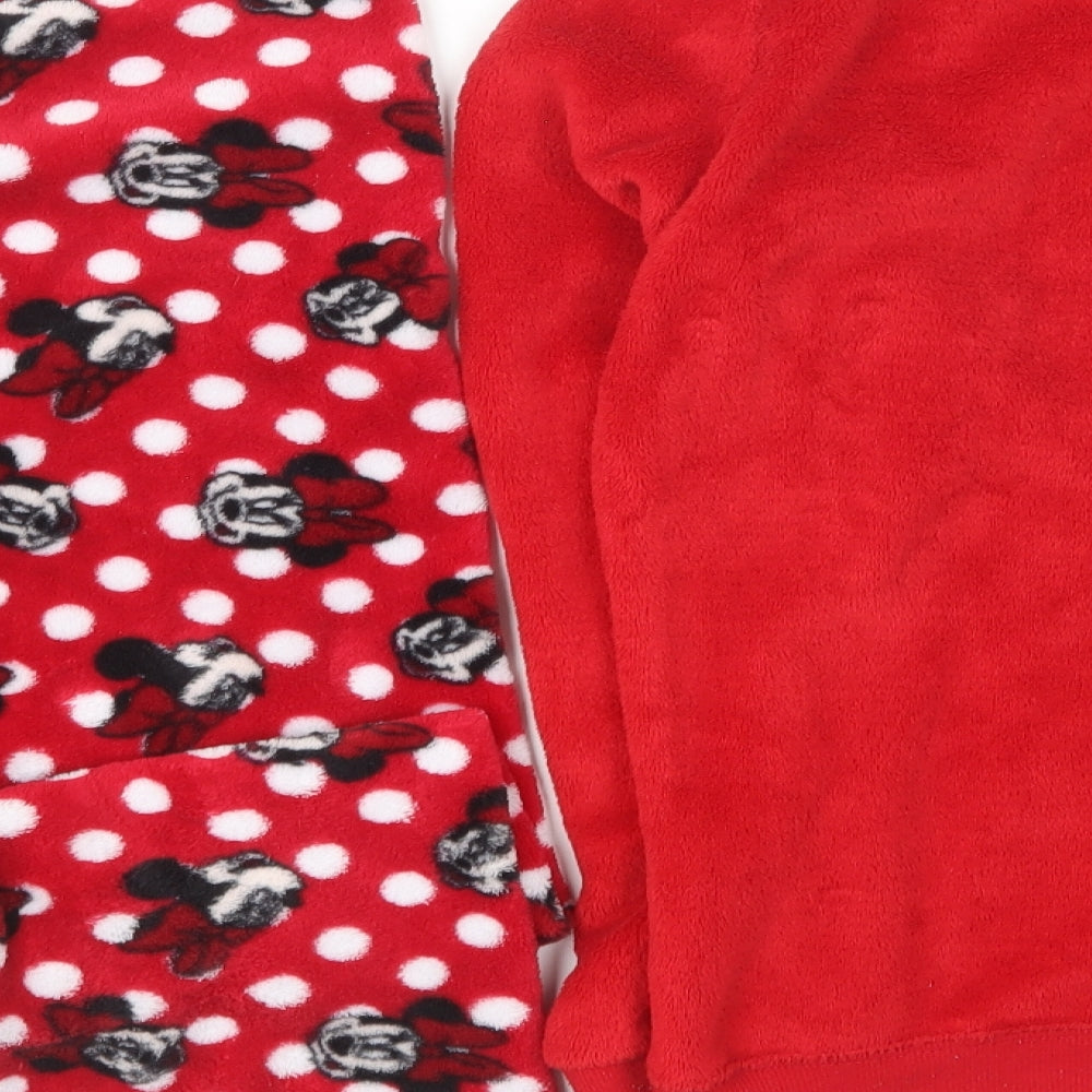 Primark Womens Red Solid Polyester Top Pyjama Set Size 6 - Minnie Mouse
