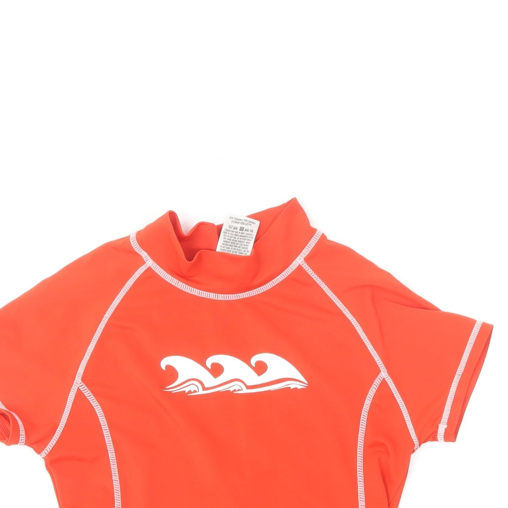 Crane Boys Red Polyester Basic T-Shirt Size 7-8 Years Round Neck - Swim top