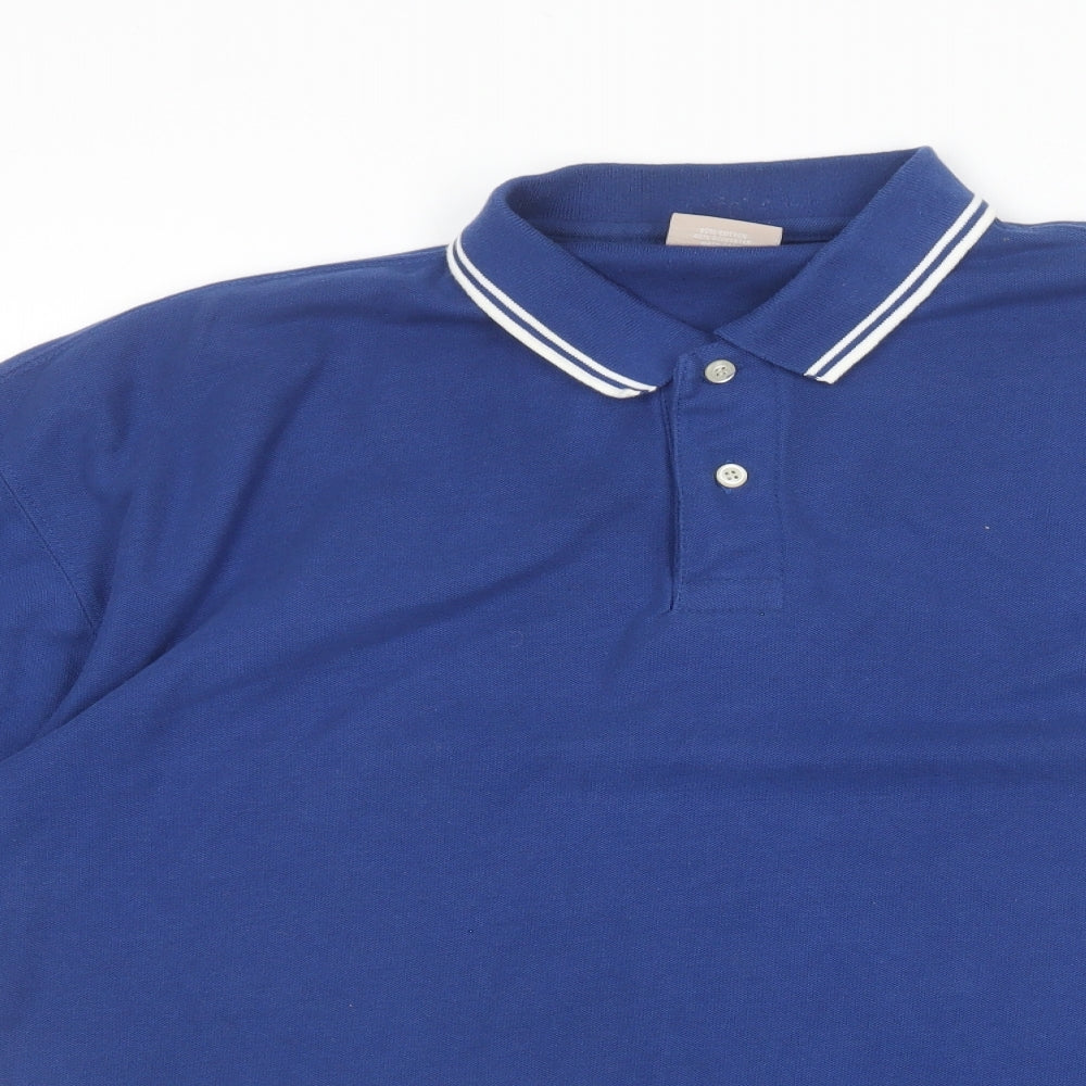 Primark Mens Blue Cotton Polo Size XL Collared Button