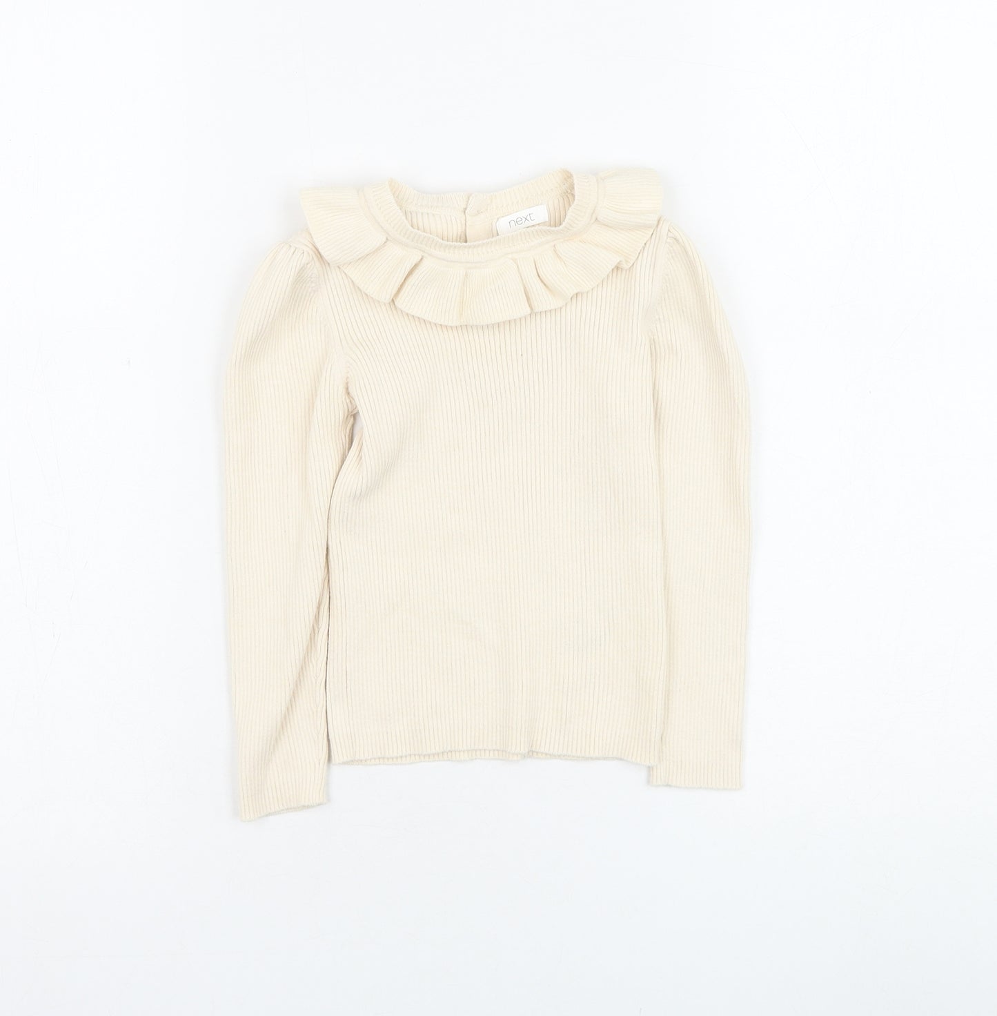 NEXT Girls Ivory Round Neck Cotton Pullover Jumper Size 2-3 Years Pullover