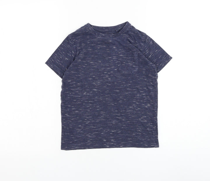 Primark Boys Blue Cotton Basic T-Shirt Size 7-8 Years Round Neck Pullover