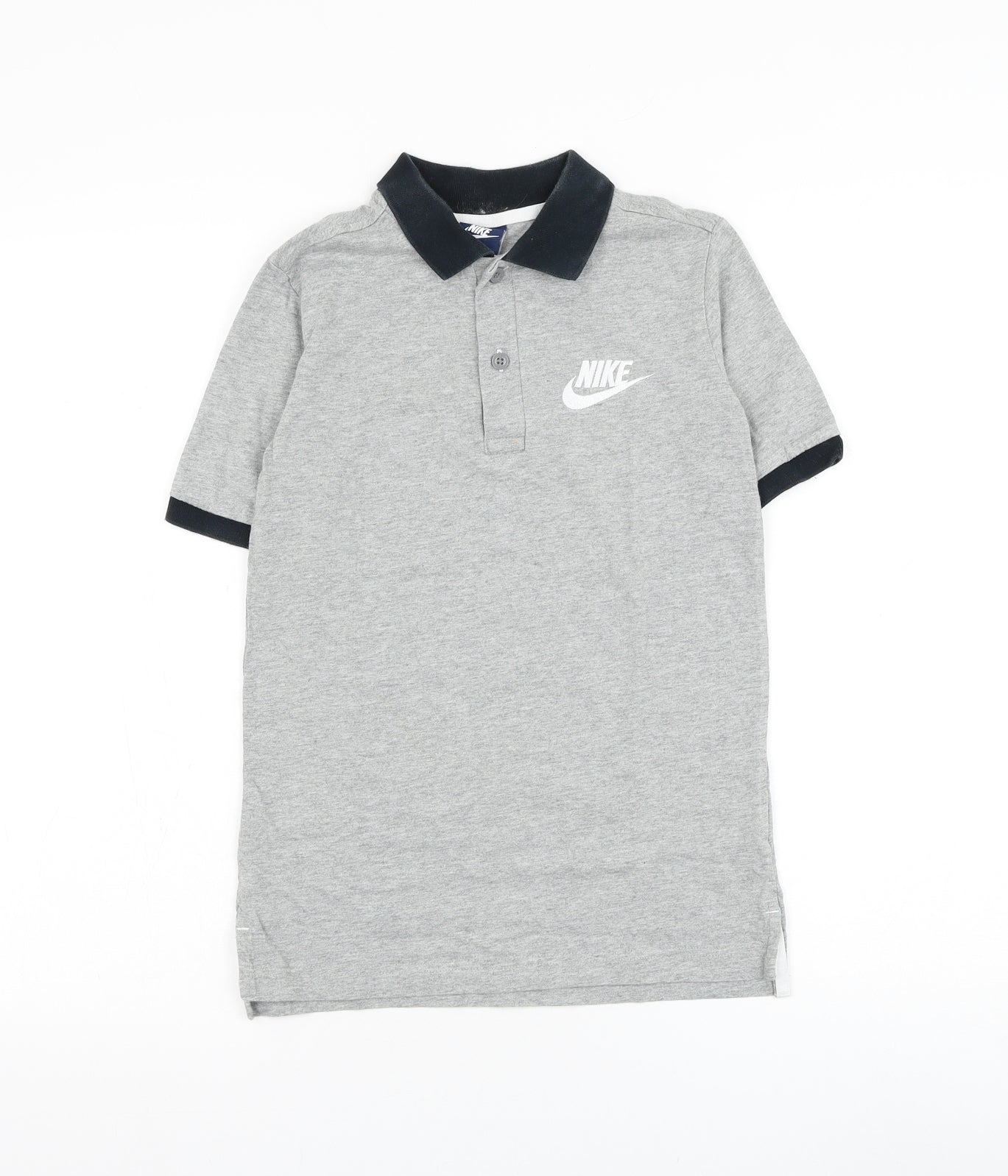 Nike Boys Grey Cotton Basic Polo Size 10-11 Years Collared Pullover