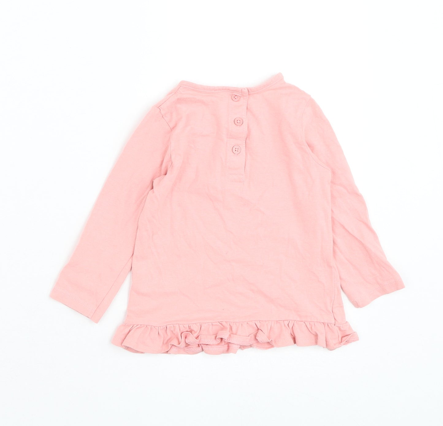 Matalan Girls Pink Cotton Basic T-Shirt Size 12-18 Months Round Neck Pullover - Always Happy