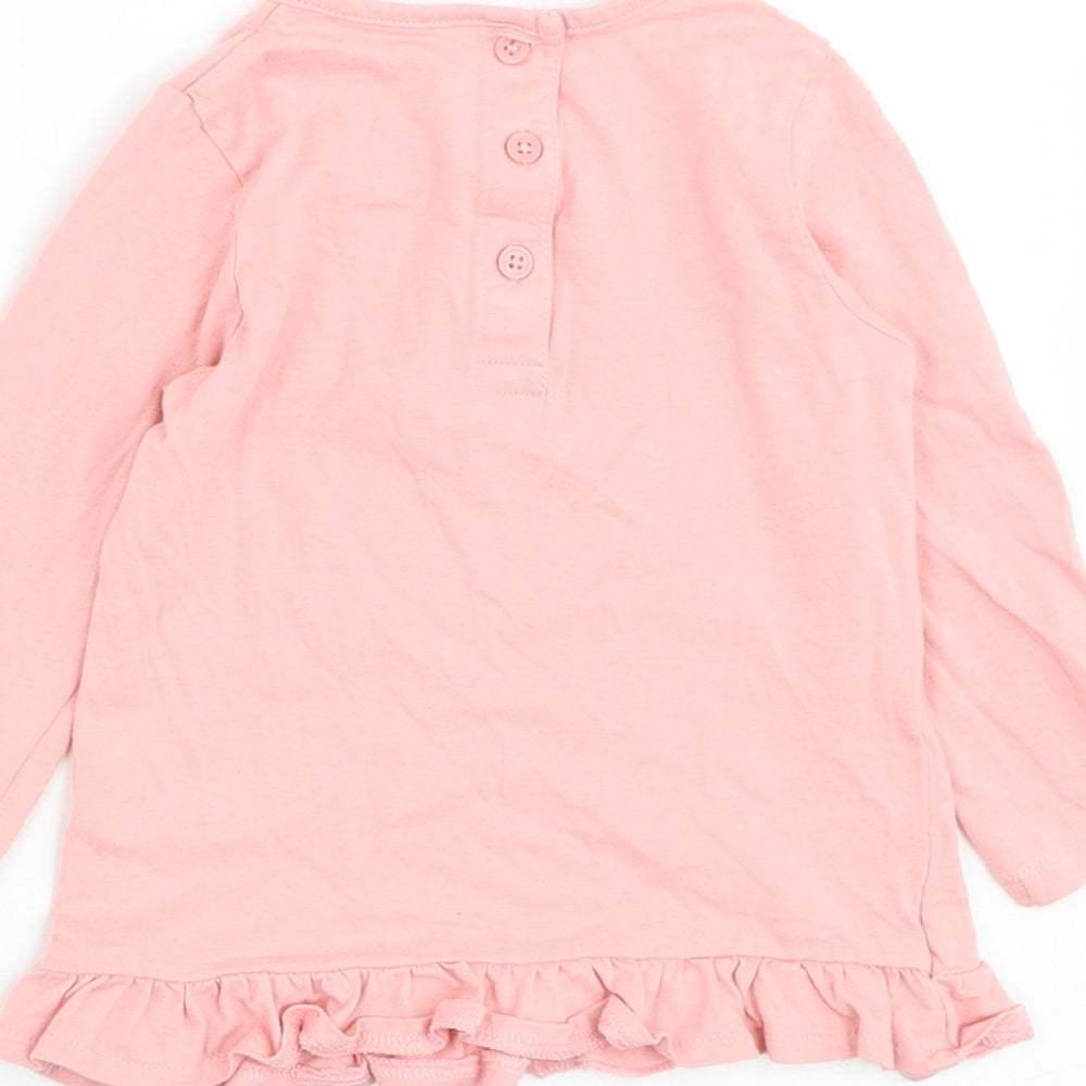 Matalan Girls Pink Cotton Basic T-Shirt Size 12-18 Months Round Neck Pullover - Always Happy