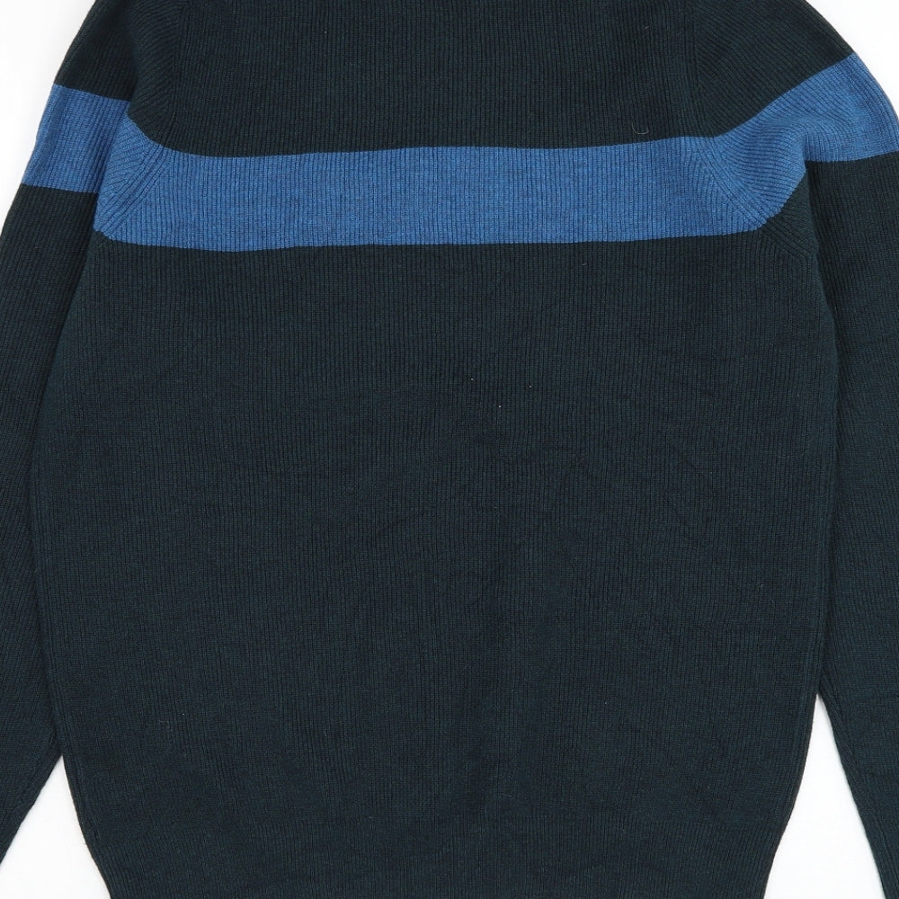 Marks and Spencer Mens Green Round Neck Cotton Blend Pullover Jumper Size M