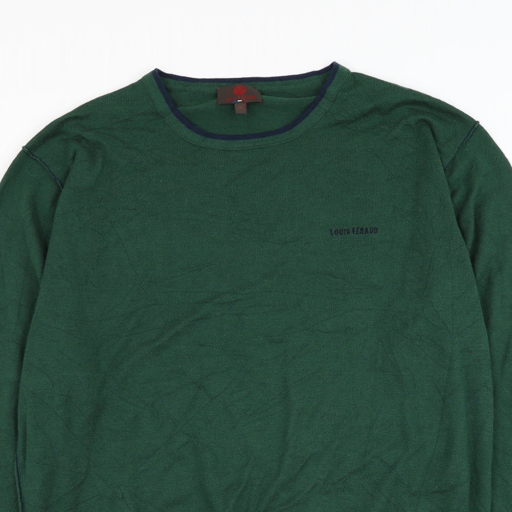 Louis Feraud Mens Green Round Neck Cotton Pullover Jumper Size XL