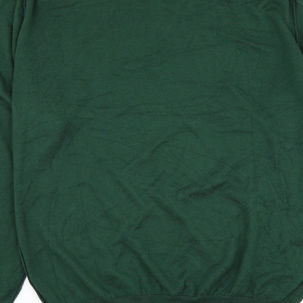 Louis Feraud Mens Green Round Neck Cotton Pullover Jumper Size XL