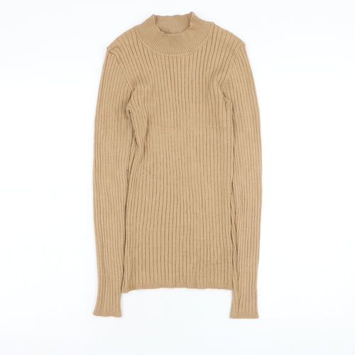Primark Womens Brown Mock Neck Viscose Pullover Jumper Size 10