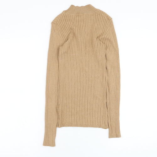Primark Womens Brown Mock Neck Viscose Pullover Jumper Size 10