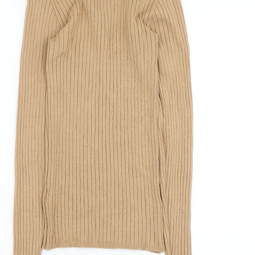 Primark Womens Brown Mock Neck Viscose Pullover Jumper Size 10