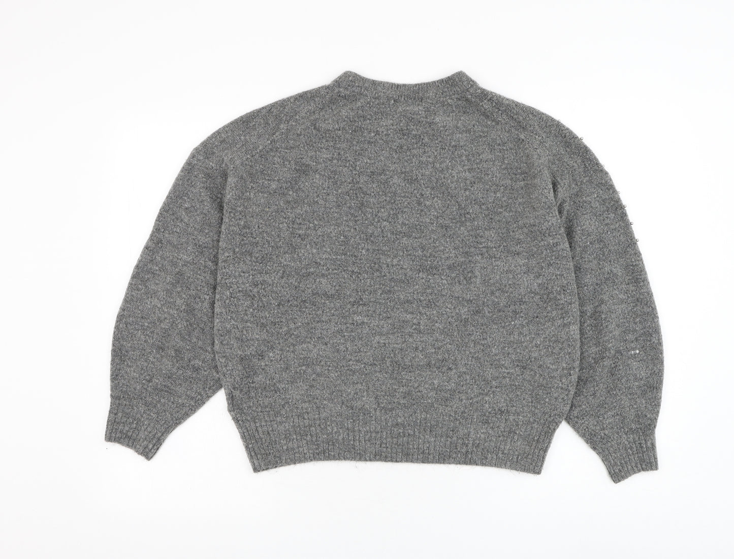 H&M Womens Grey Round Neck Acrylic Pullover Jumper Size M