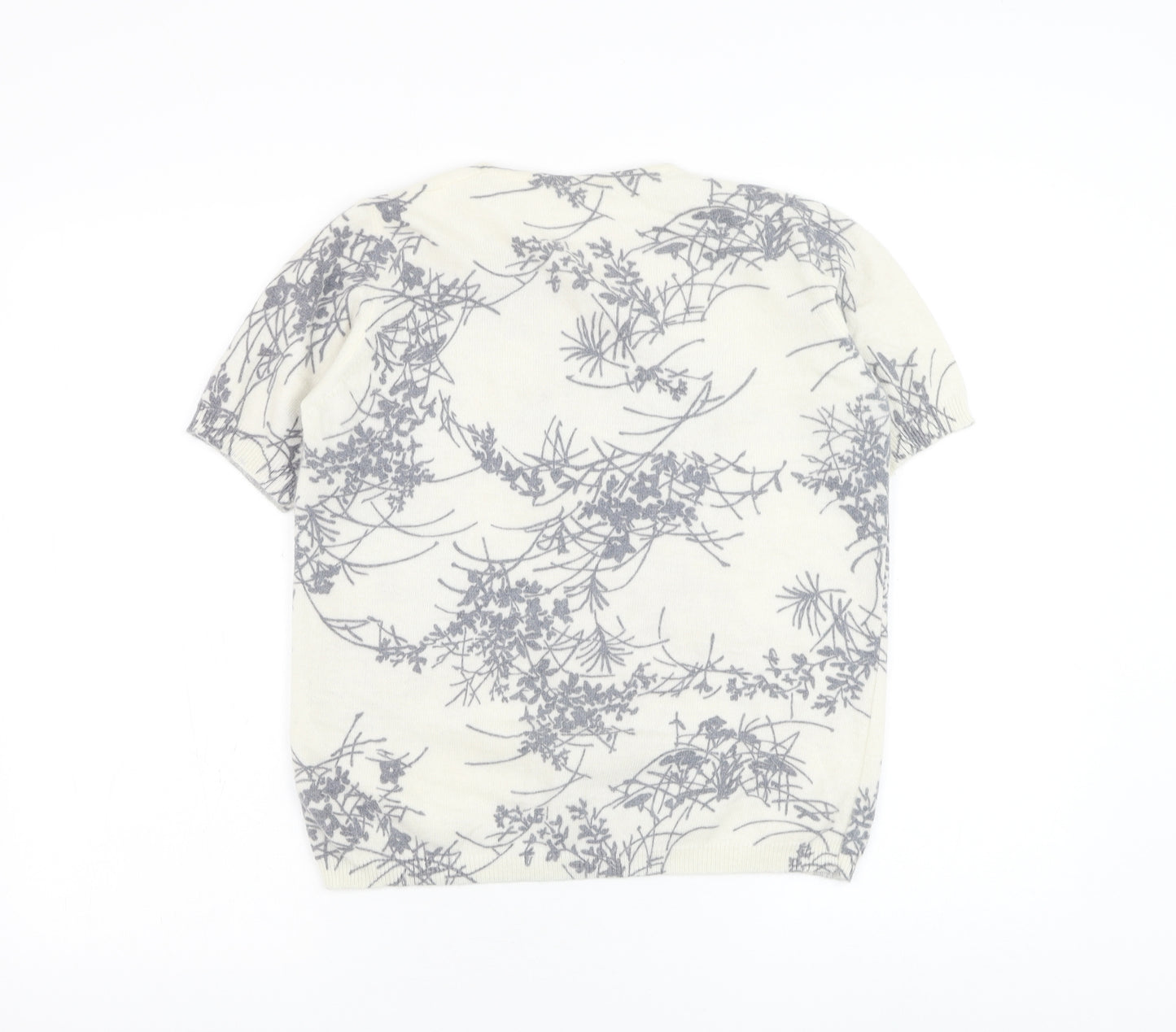 Marks and Spencer Womens White Round Neck Floral Angora Pullover Jumper Size 12